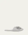 Arlotta Cashmere Flower Cashmere Slide Slipper In Flannel Grey
