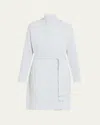 Arlotta Cashmere Ribbed Cashmere Short Robe In Dawn Blue