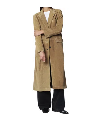 Arma Olive Beige Alissa Singlebreasted Suede Coat In Transparent