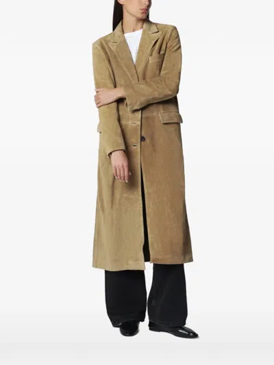 Arma Olive Beige Alissa Singlebreasted Suede Coat In Transparent