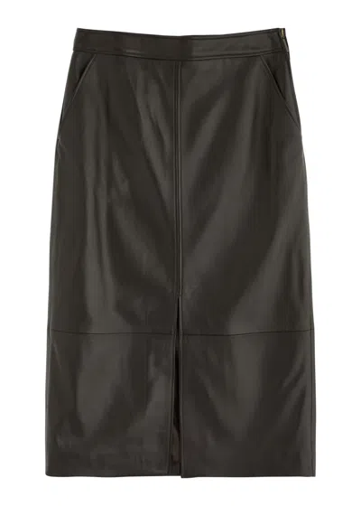 Arma Arkina Panelled Leather Midi Skirt In Brown