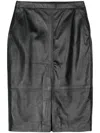 Arma Black Midi Black Skirt With Front Slit In Leather Woman In Black
