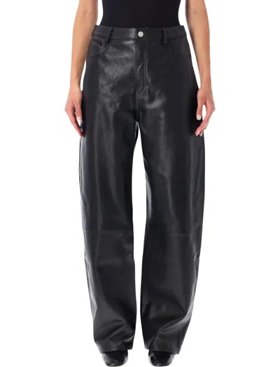 Arma Ece Leather Barrel Trousers In Black