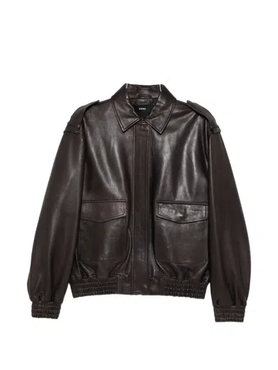 Arma Astra Leather Bomber Jacket In Black
