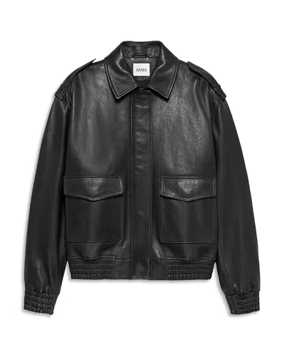 Arma Astra Vegetal Leather Zip Front Jacket In Multi
