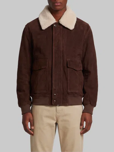 Arma Bari Gritty Suede Bomber In Brown