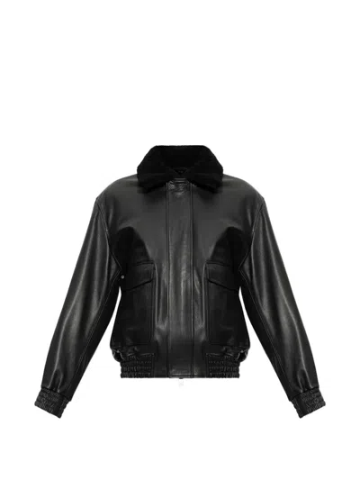 Arma Bari Shearling-collar Leather Jacket In Black