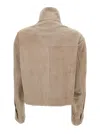 ARMA BEIGE HIGH COLLAR JACKET IN SUEDE LEATHER WOMAN