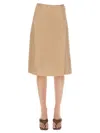 Arma Chic Front Button Mini Skirt In Beige