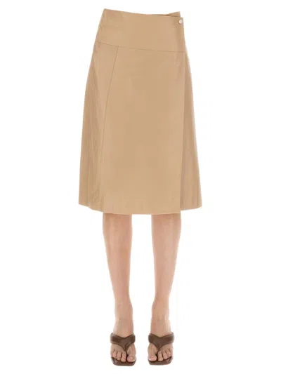 ARMA BEIGE SOLID KNEE LENGTH SKIRT