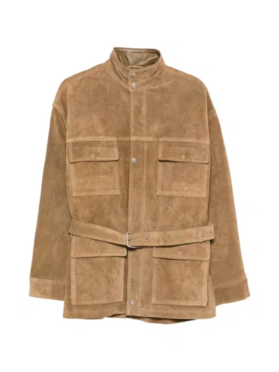 Arma Doran Belted Suede Jacket In Brown