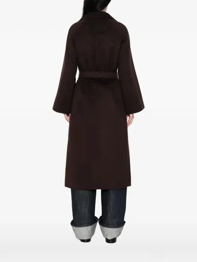 Arma Belted Wool Coat In Brown