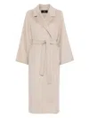 Arma Belted-wool Coat In Neutral
