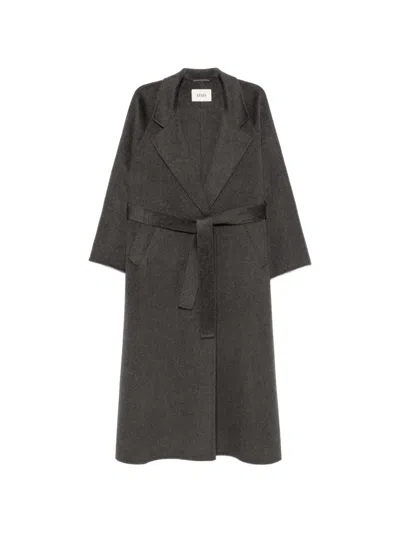 Arma Belted Wool Single-breasted Coat In Grey