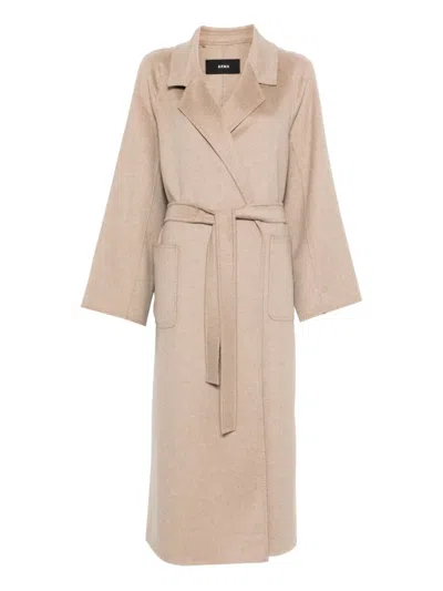 Arma Belted Wrap Coat In Neutral