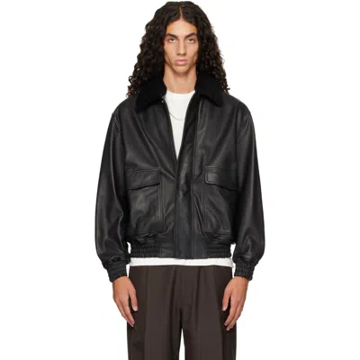 Arma Black Bari Leather Bomber Jacket