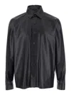 Arma Black Classic Collar Leather Shirt In Black