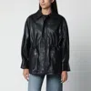 Arma Black Maeve Leather Drawstring Jacket In Black