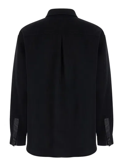 ARMA BLACK OVERSIZED SHIRT WITH PATCH POCKET IN WOOL MAN