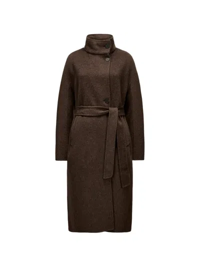 Arma Bodhi Belted Wool Coat In Brown