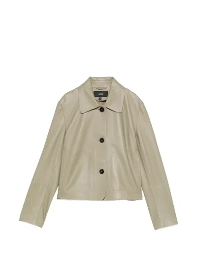Arma Boxy-fit Leather Jacket In Green