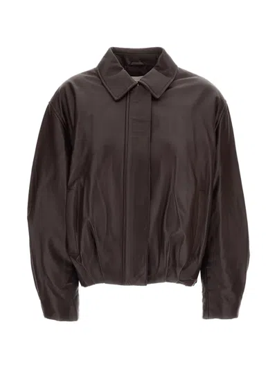 Arma Melis Lambskin Leather Bomber Jacket In Black