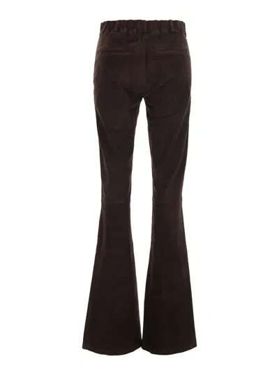 Arma Brown High-waisted Stretch Suede Pants With Side Pockets
