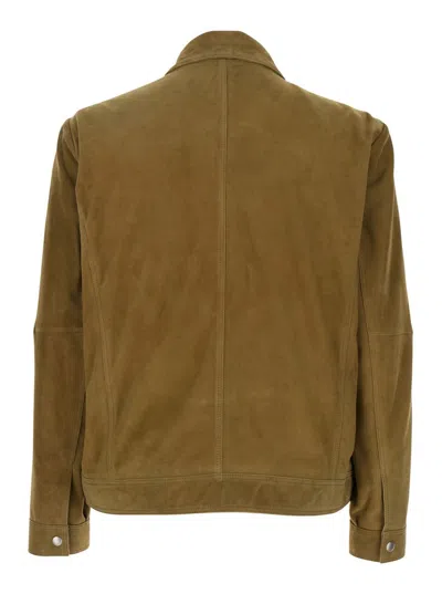 ARMA BROWN JACKET WITH CLASSIC COLLAR AND ZIP CLOSURE IN SUEDE MAN