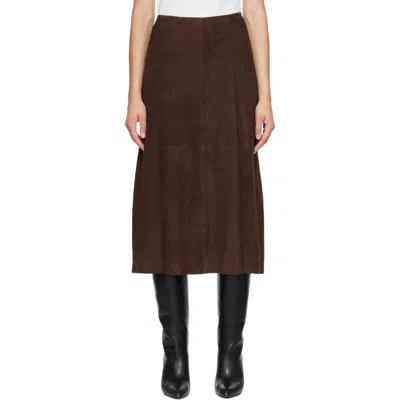 Arma Brown Melita Suede A-line Midi Skirt In Mud Brown