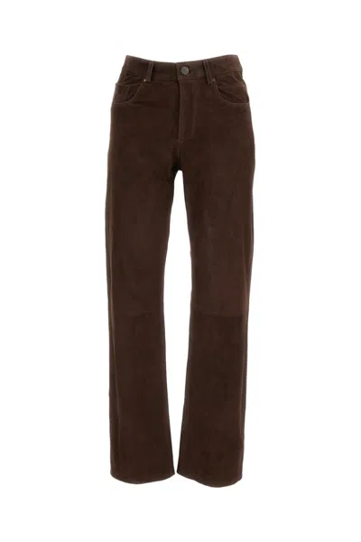 Arma Straight-cut Suede Trousers In Brown