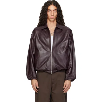 Arma Burgundy Backett Reversible Leather Jacket In Shiraz