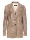 Arma Button-fastening Suede Blazer In Neutral