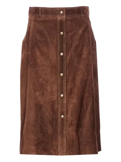 ARMA BUTTON-FRONT MIDI SKIRT