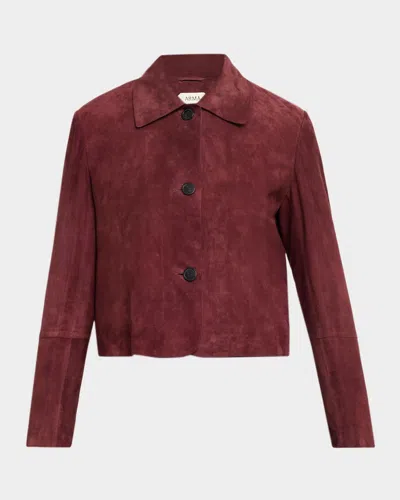 Arma Button-down Suede Jacket In Red