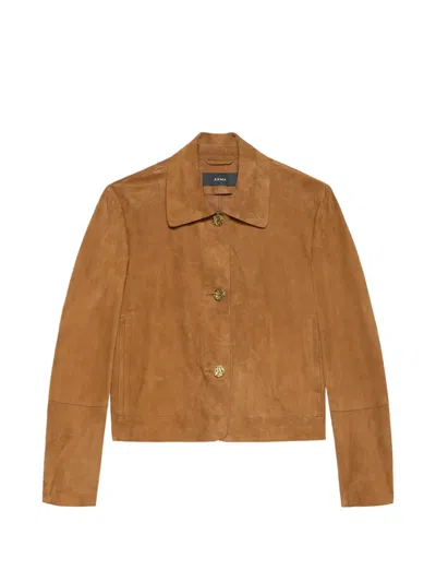 Arma Buttoned Leather Jacket In Brown