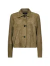 Arma Buttoned Leather Jacket In Green