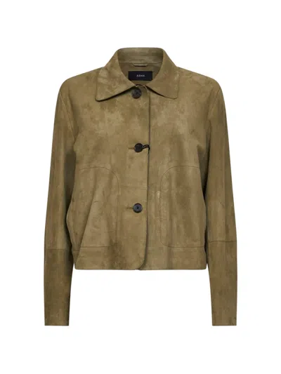 Arma Buttoned Leather Jacket In Green
