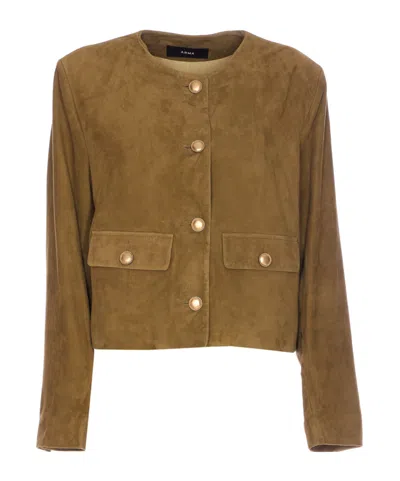 Arma Buttoned Utility Jacket In Brown