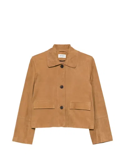 Arma Lederjacke Mit Knopfverschluss In Brown