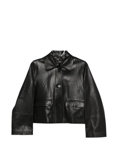 Arma Button-pocket Leather Jacket In Black
