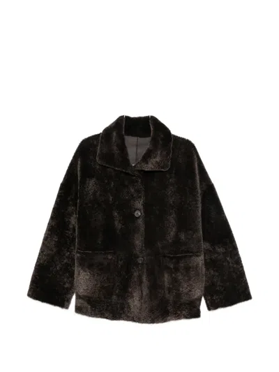 Arma Isabella Reversible Shearling Jacket In Brown