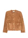 Arma Button-up Suede Jacket In Brown