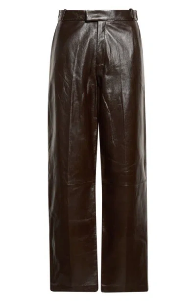Arma Cami Straight Leg Lambskin Leather Pants In Brown