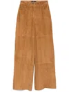 Arma Straight-leg Cropped Leather Trousers In Brown