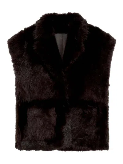 Arma Marta Reversible Shearling Vest In Brown