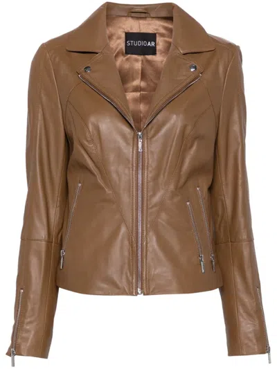 Arma Cherry Biker Jacket In Brown