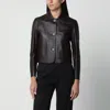 Arma Coffee Brown Emy Cropped Leather Jacket In Black