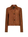 Arma Collared Buttoned Leather Jacket In Brown