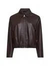 Arma Collared Leather Jacket In Brown