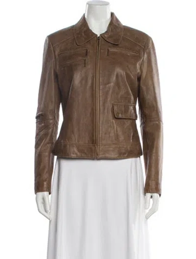 Pre-owned Arma Collection Leather Biker Jacket In Brown